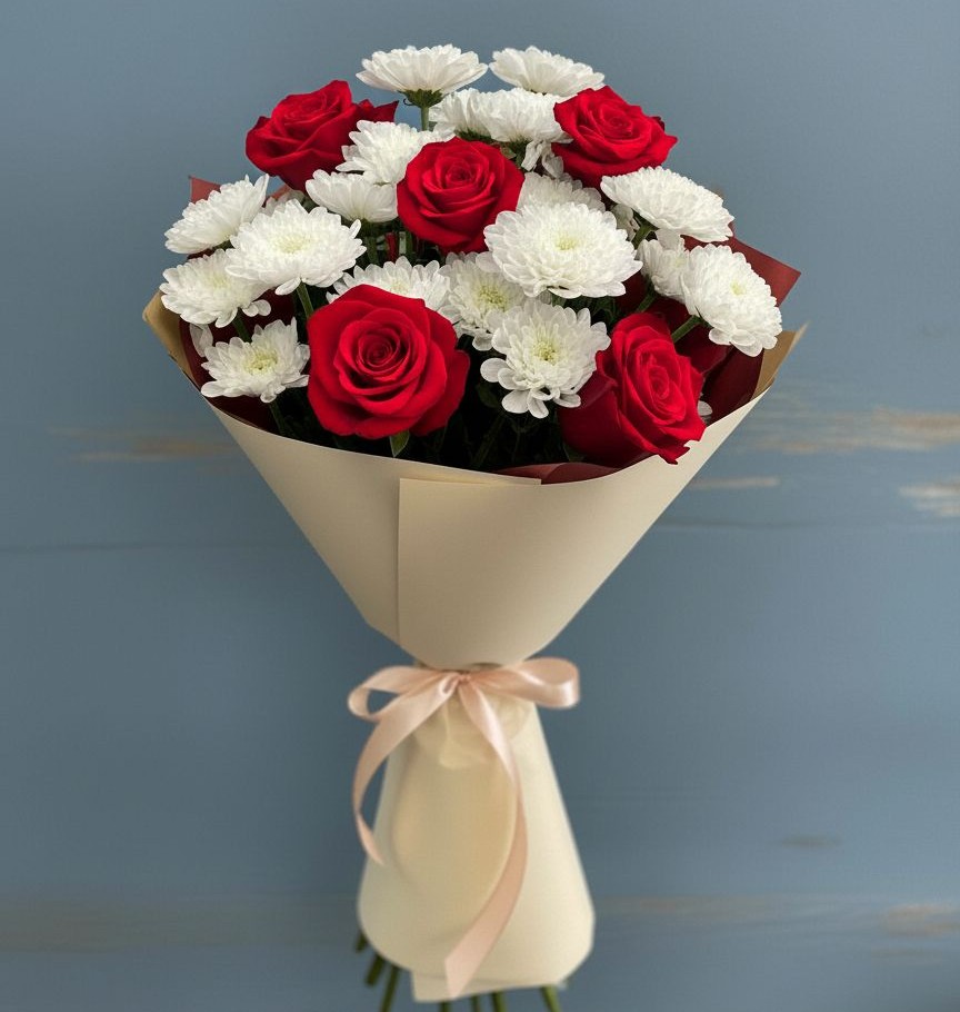 Букет цветов из: Розы и Хризантемы в Шатрово