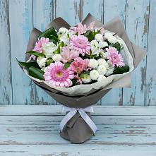 Букет цветов из:  Герберы, Альстромерии и Хризантемы #REPLACE_PRED# Шатрово