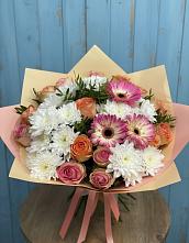 Букет цветов из:  Розы, Герберы и Хризантемы в Шатрово