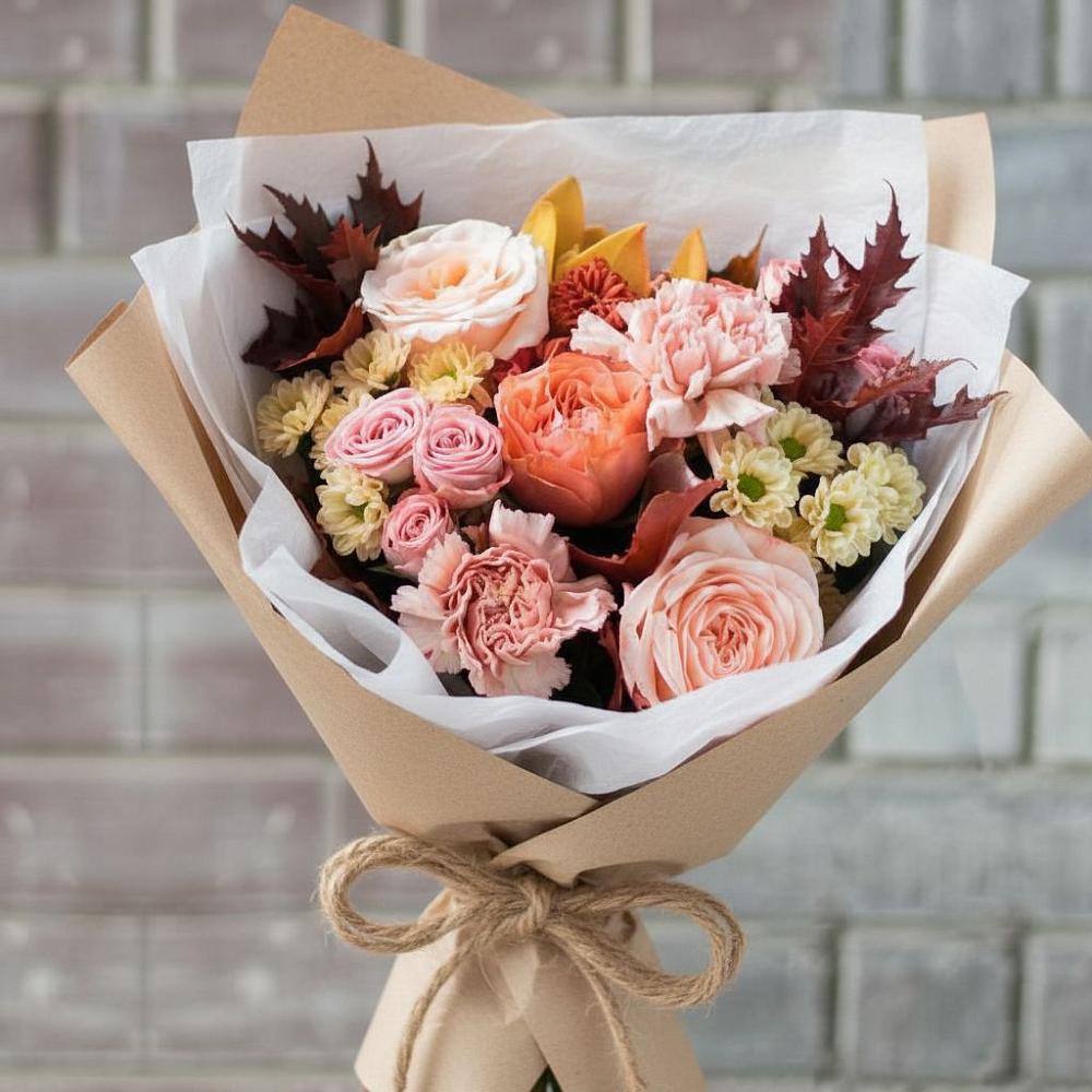 Букет цветов из: Гвоздики, Хризантемы и Розы в Шатрово