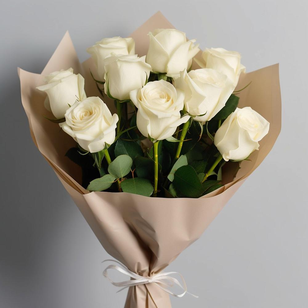 Букет 9 Белых роз Эдлесс Лав в Шатрово