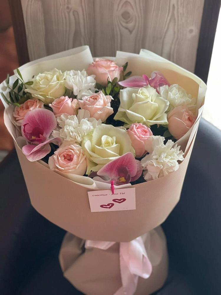 Букет цветов из: Орхидеи, Розы и Гвоздики в Шатрово