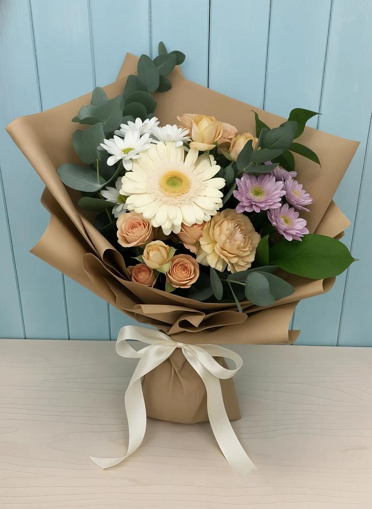 Букет цветов из: Герберы и Хризантемы в Шатрово