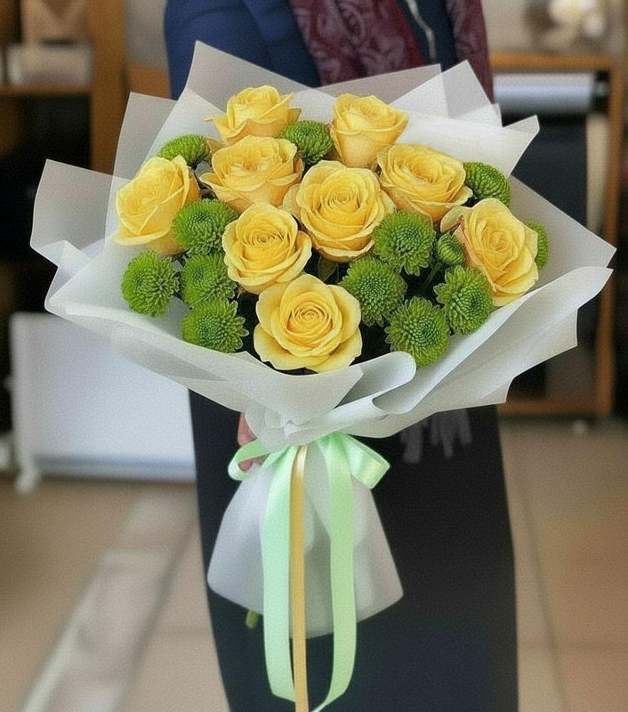 Букет цветов из: Хризантемы и Розы в Шатрово