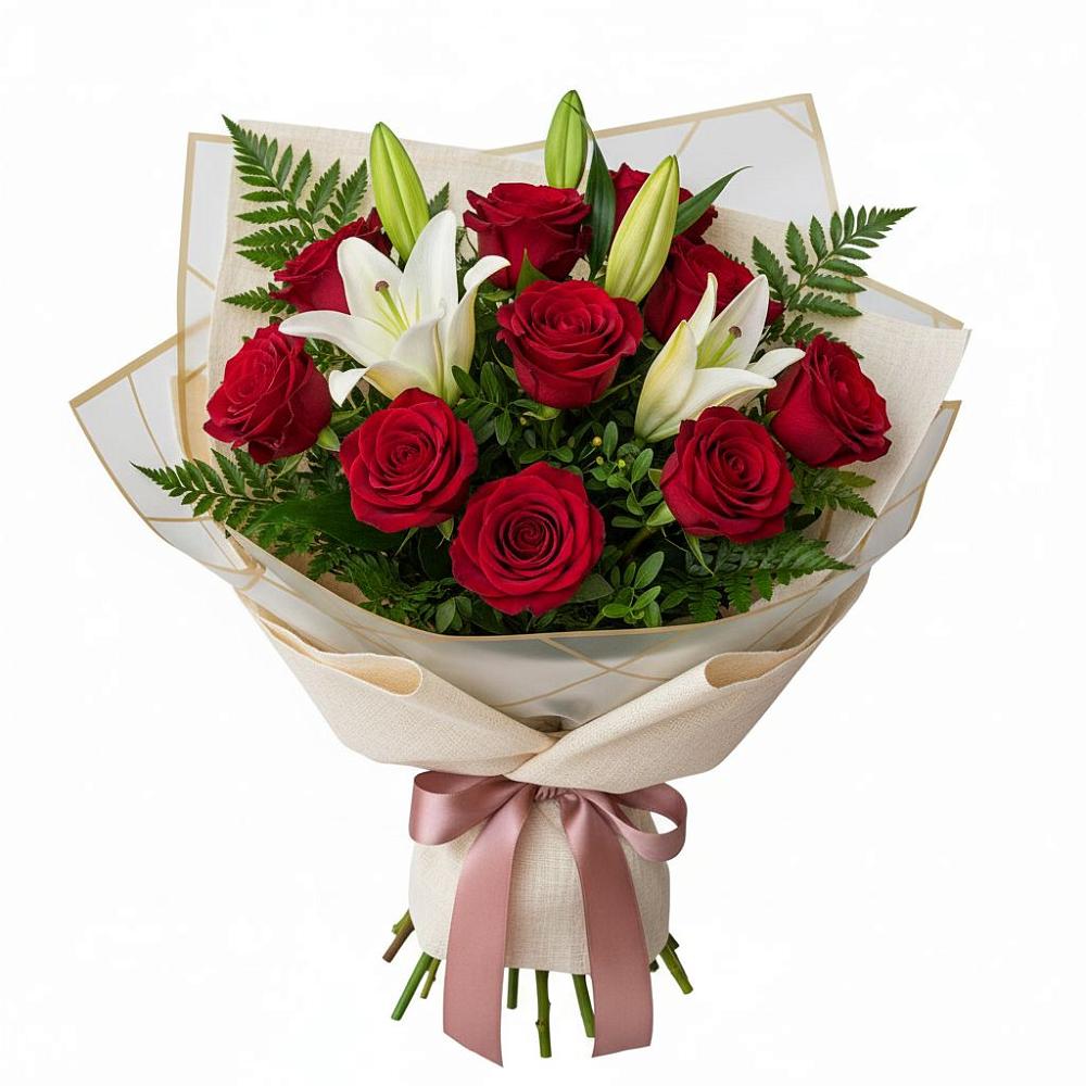 Букет цветов из: Лилии и Розы в Шатрово