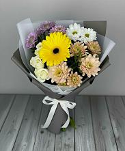 Букет цветов из:  Розы, Герберы и Хризантемы в Шатрово