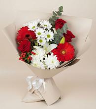 Букет цветов из:  Розы, Хризантемы, Герберы и Лилии в Шатрово