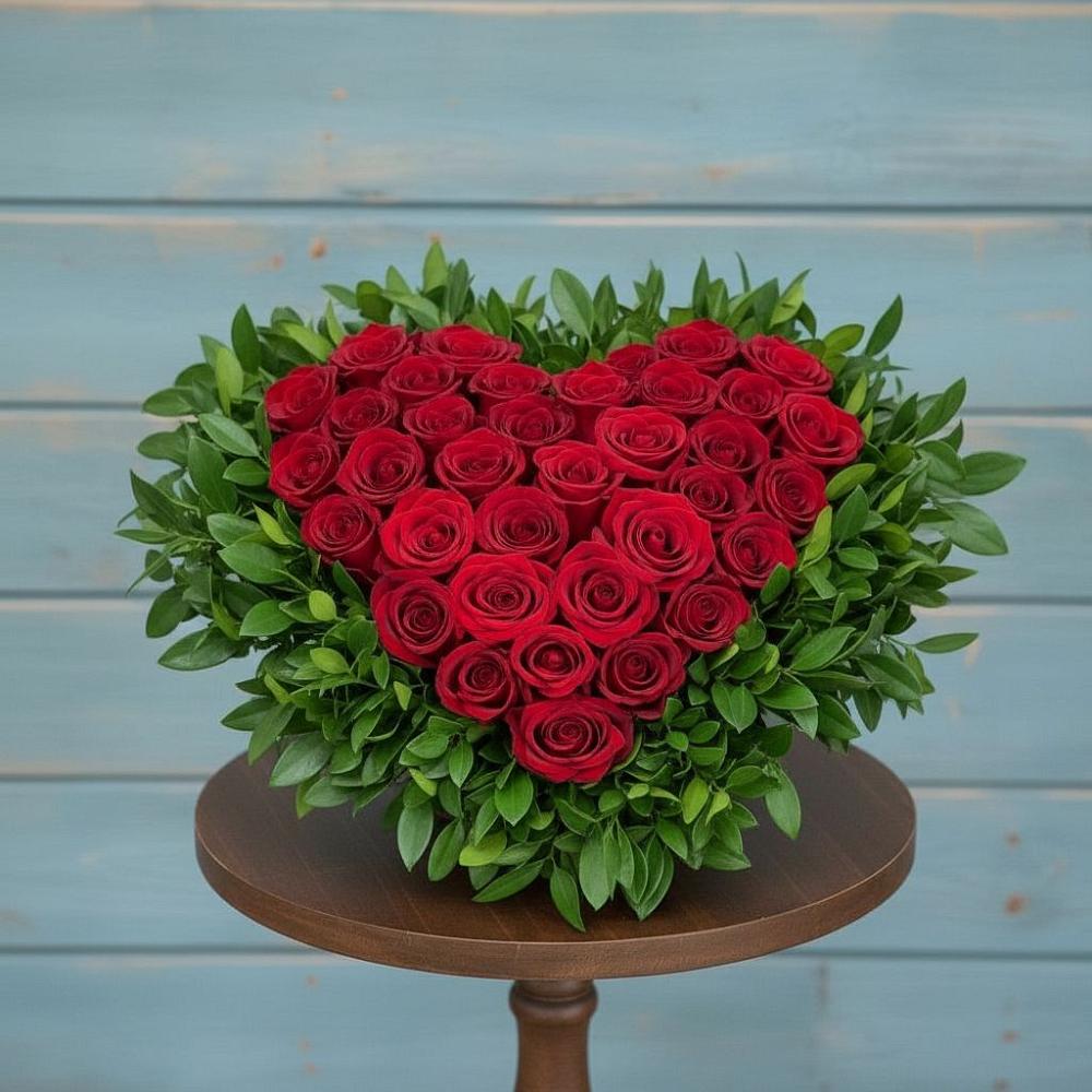 Цветочная композиция из Розы в виде сердца в Шатрово