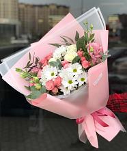 Букет цветов из:  Розы, Лизиантусы и Хризантемы в Шатрово