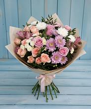 Букет цветов из:  Хризантемы, Розы и Альстромерии в Шатрово