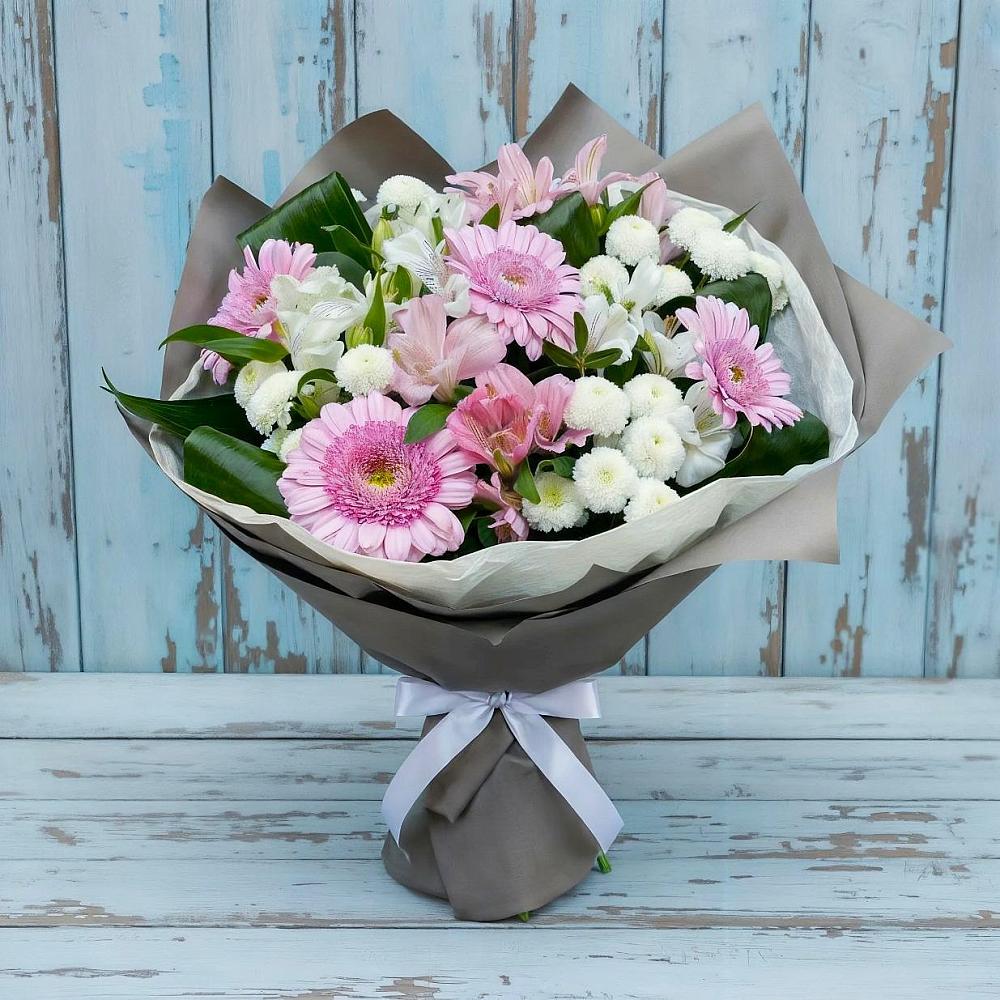 Букет цветов из: Герберы, Альстромерии и Хризантемы в Шатрово
