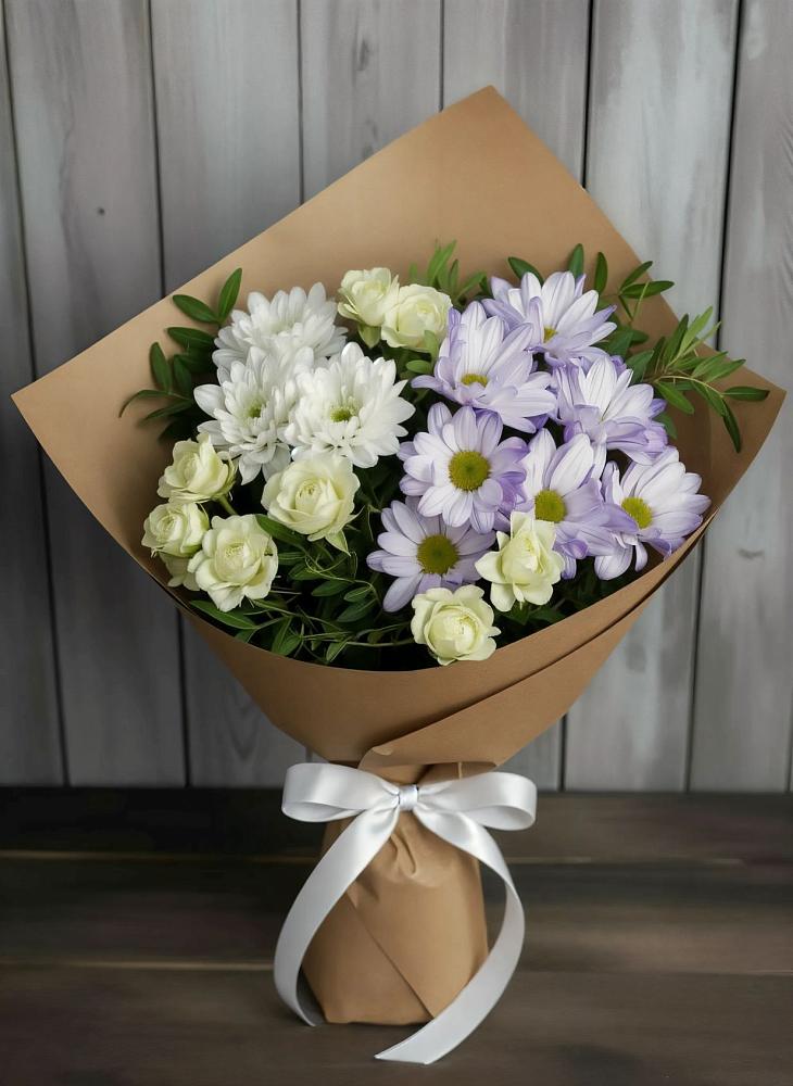 Букет цветов из: Хризантемы и Розы в Шатрово