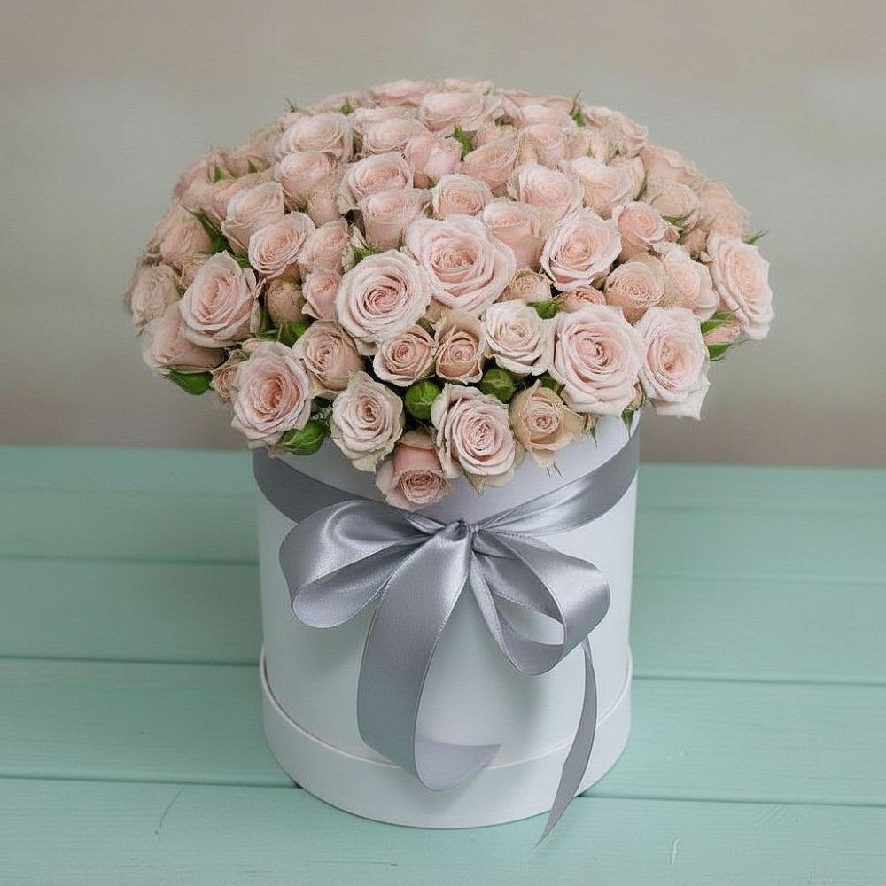 Цветочная композиция из Розы в шляпной коробке в Шатрово